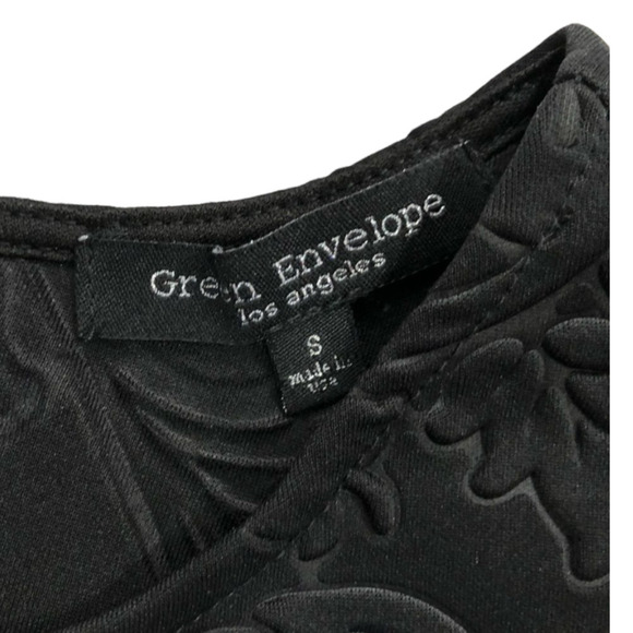 Green Envelope Los Angeles Brocade Black Floral Sleeveless A Line Dress Small S - Picture 5 of 5